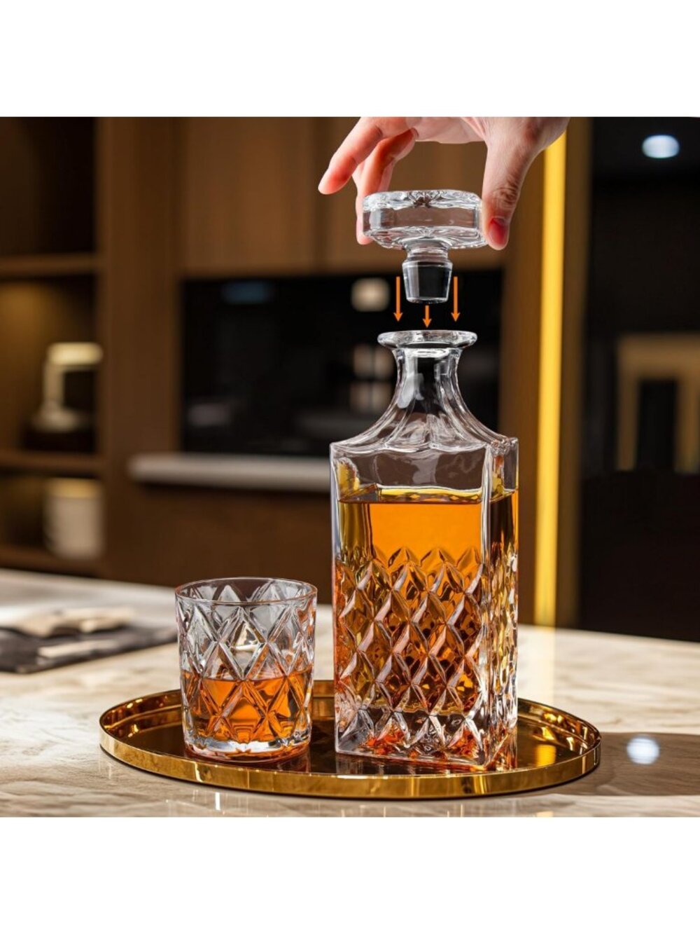 Elegant Crystal Whiskey Decanter Set with 4 Glasses - Perfect Gift for Men, Dad - Picture 6 of 7